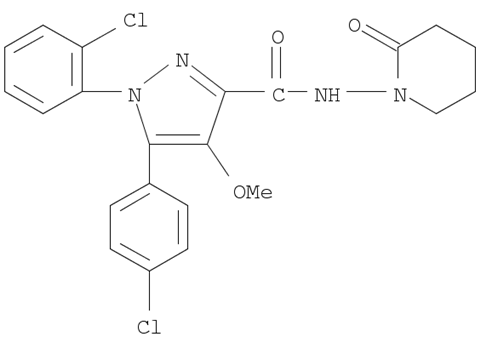 1-(2-Chlorophenyl)-5-(4-chlorophenyl)-4-methoxy-N-(2-oxo-1-piperidinyl)-1H-pyrazole-3-carboxamide(935256-10-3)